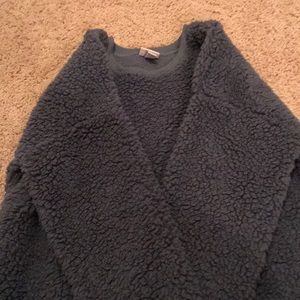 very fluffy blue fleece sweater worn once